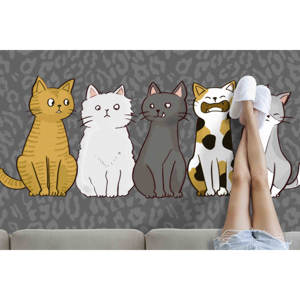 พรมลายแมวแบบนามธรรม: ดีไซน์สัตว์ทันสมัย, เหมาะสำหรับสัตว์เลี้ยง, พรมพิมพ์ลาย, พรมนุ่มแบบไม่ทอ - Product Image 3