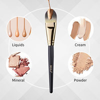 Ensemble de pinceaux de maquillage vegan à manche en bois bleu, pour anticernes, estompage, fond de teint plat, haute qualité, emballage personnalisé