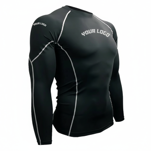 High Quality Wholesale Jiu Jitsu Fitness <b>Swim</b> <b>Shirts</b> <b>Men</b> Custom Printed Front Long Sleeve MMA Rash Guard Breathable UPF50 Quick - Product Image 1