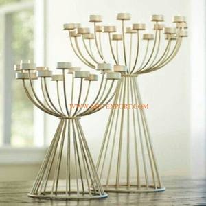 Juego de 2 centros de mesa de iluminación de hierro metálico, decoración de mesa para interiores, diferentes tamaños, mesa de boda y cafetería, centro de mesa - Product Image 1