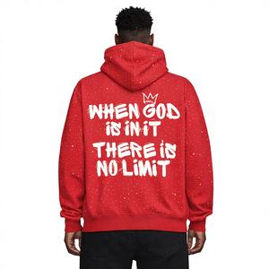 Sudadera con capucha unisex personalizada de invierno con cremallera completa, 100% algodón, con pedrería y bordado desgastado frontal, transpirable y ecológica. - Product Image 3