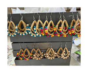 High Quality Handmade Bohemian Rattan <b>Earrings</b> Manufacturer Wholesale Durable Natural Woven Rattan <b>Earrings</b> With Attractive Deal - Product Image 1