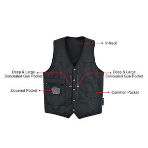 Chaleco de Cuero Genuino sin Mangas para Hombre, Estilo Motociclista, Piel de Vaca y Cordero, Logotipo Personalizado, OEM, Venta al por Mayor, Suministro Directo de Fábrica - Product Image 6