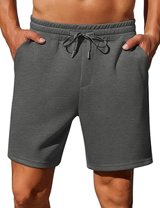 Wholesale <b>Mens</b> Casual 7\" Elastic Waist Gym Workout <b>Shorts</b> Solid Jogger <b>Lounge</b> Sweat <b>Shorts</b> with Drawstring-OEM Service - Product Image 1