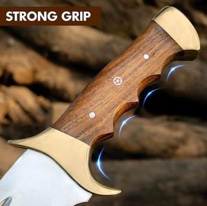 Couteau artisanal en acier D2, 18 pouces, grand couteau Bowie à lame fixe pleine soie, couteaux de chasse avec manche en bois de rose - Product Image 5