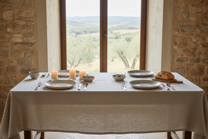 %100 Elegant Belarus Linen <b>Tablecloth</b> 140×180 cm Natural Color Premium Quality for Dining - Product Image 3