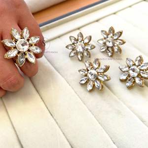 Anillo ajustable de plata Bohemia con flor oxidada, trabajo de piedra hecho a mano, anillo de perlas de aniversario de boda único, fiesta de compromiso para mujer - Product Image 2