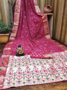 Saree de travail imprimé Badhani en soie pure dernier designer par Fab Zone - Product Image 3