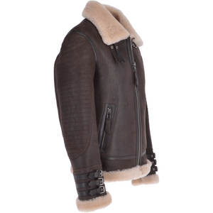 Chaqueta de piel de oveja de fabricante para hombre cálida de invierno de alta calidad chaqueta de piel de oveja marrón chaqueta de invierno forrada - Product Image 3