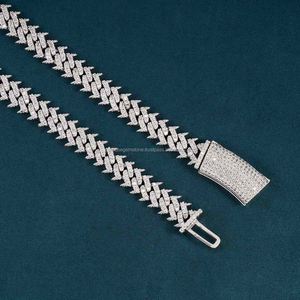 Collier à chaîne cubaine en argent 925 Hip Hop Moissanite Diamond Spike VVS Pass Diamond Tester pour les fiançailles et les fêtes - Product Image 3