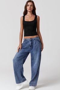 Amazn เสื้อแขนกุดคอสี่เหลี่ยมประดับลูกไม้สำหรับผู้หญิงเสื้อครอปทรงสลิมฟิตสองชั้นออกแบบได้ตามต้องการ - Product Image 4