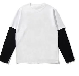 T-shirts pour hommes à manches longues double couche double couche Vintage Premium Quality Custom Double Layer Long Sleeve T-shirts Fabric - Product Image 5
