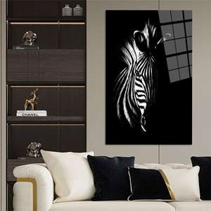 Modern Abstract Zebra Print <b>Canvas</b>: Elegant <b>Animal</b> Wall Decor Art,TEMPERED GLASS ART - Product Image 1