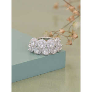 Anillo de diamantes de racimo único de plata - Product Image 1