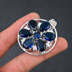 Designer Lab Créé Londres Topaze Bleue Pendentif en Pierre Précieuse Plaqué Argent 925 Bijoux Faits à la Main Cadeau Parfait - Product Image 4