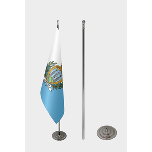 Drapeau d'intérieur officiel de San Marino, fanion personnalisé en polyester et soie, impression numérique, mât de drapeau en aluminium, drapeau de voiture - Product Image 2