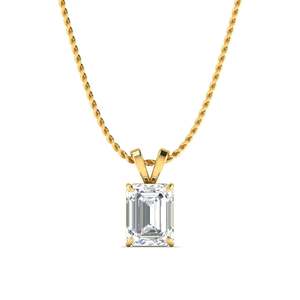 Colgante de oro con diamante solitario de corte esmeralda de 2.00 ct, color F, claridad VS, diamante cultivado en laboratorio en oro de 14K, para ocasiones especiales y fiestas. - Product Image 2