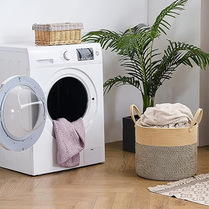 Panier de rangement en corde tissée beige et noire avec poignées Emballage personnalisé disponible à la vente depuis l'Inde - Product Image 6