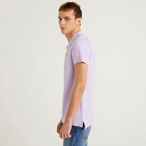 เสื้อโปโลแขนสั้นของผู้ชายผ้าฝ้าย100% กันรอยยับแบบเรียบย้อมสี - Product Image 6