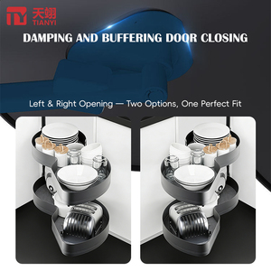 Cestello Girevole Premium in Alluminio a 2 Livelli per Angoli, Organizer per Mobile Base <span class=keywords><strong>Cucina</strong></span>, Cesto Portaoggetti Rotante per Angolo <span class=keywords><strong>Cucina</strong></span> - Product Image 2