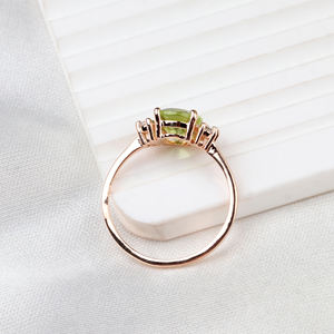 August เดือนพลอยเพอริโดธรรมชาติและเพทายลูกบาศก์925ชุบทองแหวนเครื่องประดับเงินสเตอร์ลิงสำหรับขายส่ง - Product Image 3