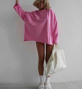 Factory Cheap Price Luxury Autumn Long Printed Front 100% Cotton Mock Neck High Quality Heavyweight Custom Sweatshirt <b>for</b> <b>Women</b> - Product Image 6