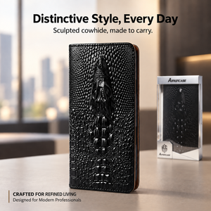 Étui de luxe en cuir véritable gaufré crocodile avec porte-cartes et fermeture magnétique pour <span class=keywords><strong>iPhone</strong></span> 18 <span class=keywords><strong>Pro</strong></span> <span class=keywords><strong>Max</strong></span> 17 16 15 14 13 <span class=keywords><strong>12</strong></span> - Product Image 4