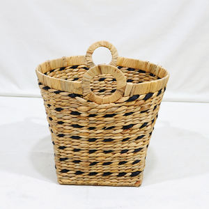 Artex Dong Thap Eco-Friendly Rustic Oval Water Hyacinth <b>Woven</b> Storage <b>Basket</b> with Handles for Home Decor - Product Image 4