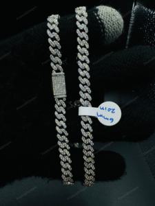 6MM 20 pulgadas diseño clásico 925 plata esterlina cadena de eslabones cubanos hombres Miami Iced collar oro Moissanite precio al por mayor - Product Image 3