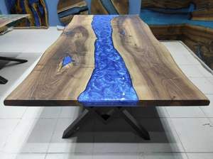 PLESE HANDCRAFT TABLE RONDE EN RÉSINE EPOXY POUR SALLE À MANGER Meubles Table de rivière en bois et résine pour la maison et le bureau - Product Image 5