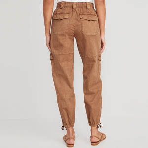 OEM กางเกงคาร์โก้ผู้หญิงผ้าฝ้ายมีกระเป๋าหลายกระเป๋าขนาดใหญ่พิเศษสไตล์ด้านหน้าเรียบ - Product Image 2