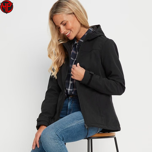 Veste softshell noire pour femme, imperméable, respirante, entièrement zippée, col montant, coupe-vent, avec poches - Product Image 5