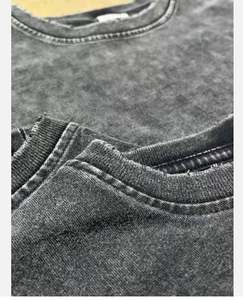 Top corto en blanco de cuello redondo de algodón de verano 2024, ropa de calle, Top corto de gran tamaño Retro lavado con ácido, camiseta de moda para mujer - Product Image 5