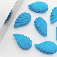 Perles en pierre précieuse turquoise sculptées à la main en forme d'ailes d'oiseau fantaisie 18x10mm pour la fabrication de bijoux en gros