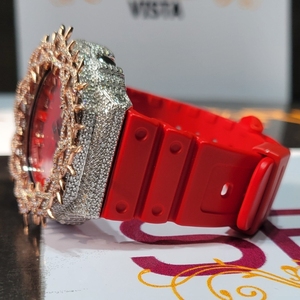 Độc đáo màu đỏ sang trọng Mens cơ khí tinh thể kim cương xem với đầy đủ tôn tạo trường hợp nghệ thuật <span class=keywords><strong>bezel</strong></span> và thời trang tuyên bố nhìn - Product Image 4