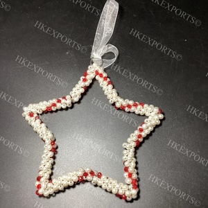 Ornements de Noël perlés multicolores étoiles décorations suspendues saisonnières artisanales pour arbres - Product Image 3