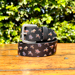 Argentine vache Polo imprimé ceinture en cuir pour hommes femmes laiton massif noir mat finition boucle longueur personnalisée mode/Style décontracté - Product Image 1