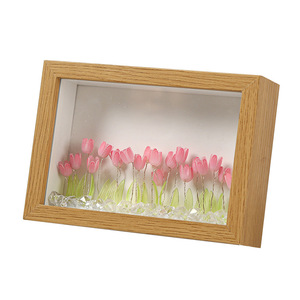 Lampe de table avec cadre photo 6 pouces en forme de tulipe 3D LED faite à la main pour la décoration de chambre de nuit, cadeau de fête, paysage de table, ambiance - Product Image 3