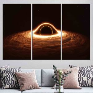 Art sur toile imprimé sur le thème de l'espace moderne : élégante décoration sur le thème des trous noirs, lot de 3 toiles - Product Image 1
