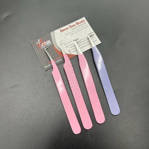 Pince à épiler d'extension de cils antistatique à 90 degrés en fibre d'acier inoxydable professionnelle et durable pour bébé rose lavande enduite de poudre - Product Image 2