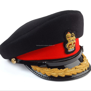 High Quality White Peaked Caps Custom Bullion Badge Uniform <b>Hats</b> Structured Design Wholesale Supplier - Product Image 1