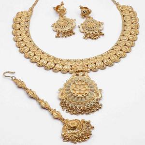 ชุดเครื่องประดับแฟชั่น14K 18K 24K ชุดสร้อยคอดีไซน์ดอกไม้ชุบทองทองเหลืองแบบดั้งเดิม - Product Image 3