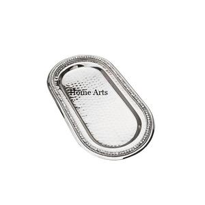 Plateau de service alimentaire en acier inoxydable martelé de qualité de luxe forme ovale service de thé café maison utilisation de restaurant taille personnalisable - Product Image 5