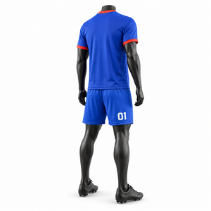 Custom Blue <b>Soccer</b> Uniform Breathable Polyester Football Jersey Shorts Set Quick Dry Team Training Sportswear Custom Name Number - Product Image 2