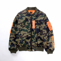 Blouson aviateur B3 personnalisé de haute qualité en polyester avec impression camouflage pour hommes fermeture éclair d'hiver en peau de mouton grande taille Option Streetwear automne