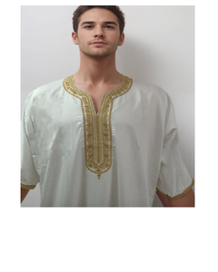 Bordado personalizado de fábrica Jellaba islámico Thobes tradicional manga corta islámico blanco Thobes hombres árabe Thobe - Product Image 1