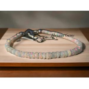 Pulsera de Ópalo Etíope Artesanal, Cuentas de Ópalo Blanco Delicado, 4mm, Cristal, Oro, Plata, Flashy, Detalles de Ópalo de Fuego, Perla de Piedra - Product Image 3