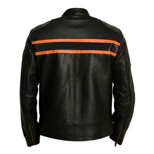 Chaqueta de cuero de motocicleta para hombre Chaqueta corta ajustada de cuero genuino de moto para hombre - Product Image 2
