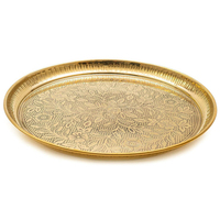 Gravure Vintage Beau Design Doré Décoratif Laiton Ovale Plateau de Service en Métal pour Hôtels