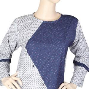 Kurti de Algodón para Mujer - Azul Marino y Gris - Product Image 5